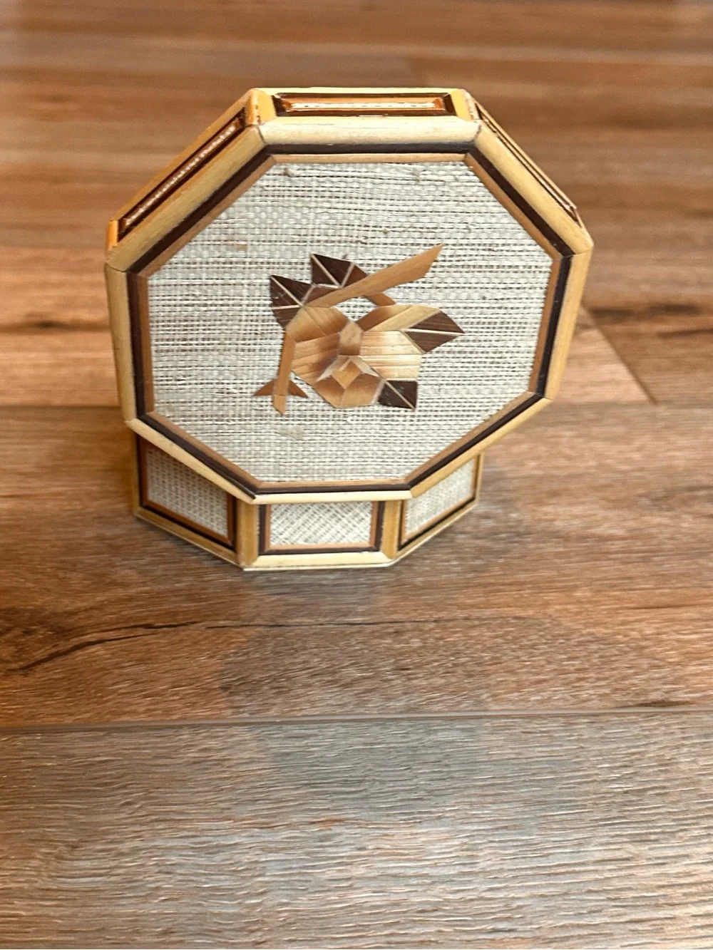 Octagonal Woven Rattan Decorative Storage Box - Natural Brown